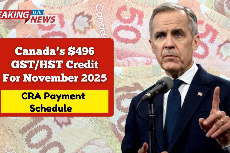 Canada’s $496 GST/HST Credit For November 2025- CRA Payment Schedule & Eligibility