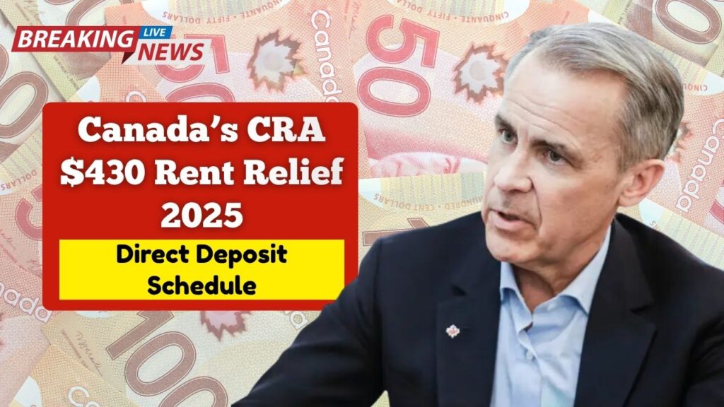 Canada’s CRA $430 Rent Relief 2025- Direct Deposit Schedule, Eligibility & Payment Timeline